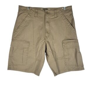 Wrangler Authentic Cargo Shorts Men's 32 Khaki Brown Flat Front Outdoors